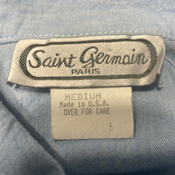 Saint Germain Paris denim with rhinestone short sleeve top - Picture 7 of 8